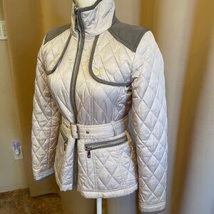 NEW! Vince Camuto Light Grey with Dark Grey Trim  Belted Jacket Size XS
